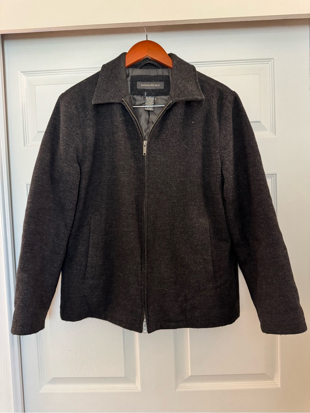 Banana Republic Men’s Wool Cashmere Blend Zip Jacket Charcoal Gray Size Small